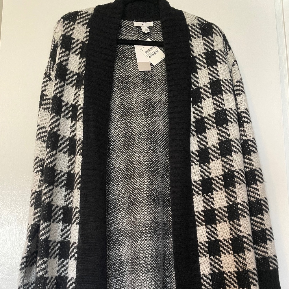 Long, plaid open cardigan
